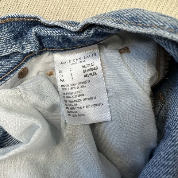 American Eagle‎ Relaxed Mom Jeans Women’s 2 Regular Blue Denim Distressed - Picture 15 of 16